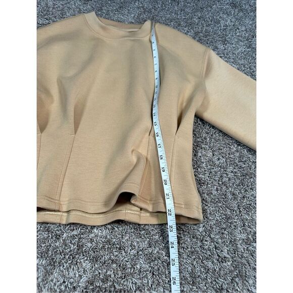 Lululemon Gathered Waist Crew Pullover Pecan Tan Size 6 Slimming Gym Shaping Top - Picture 10 of 12